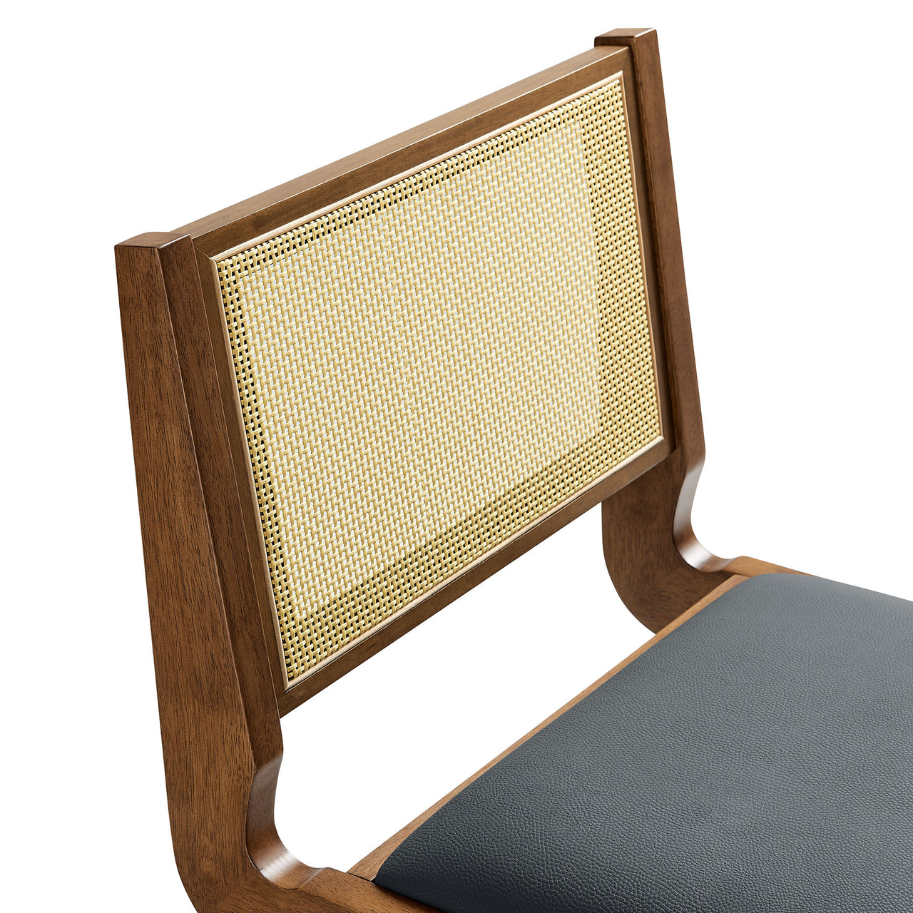 Demeter Eco-Leather Dining Chair Set of 2, Walnut & Black