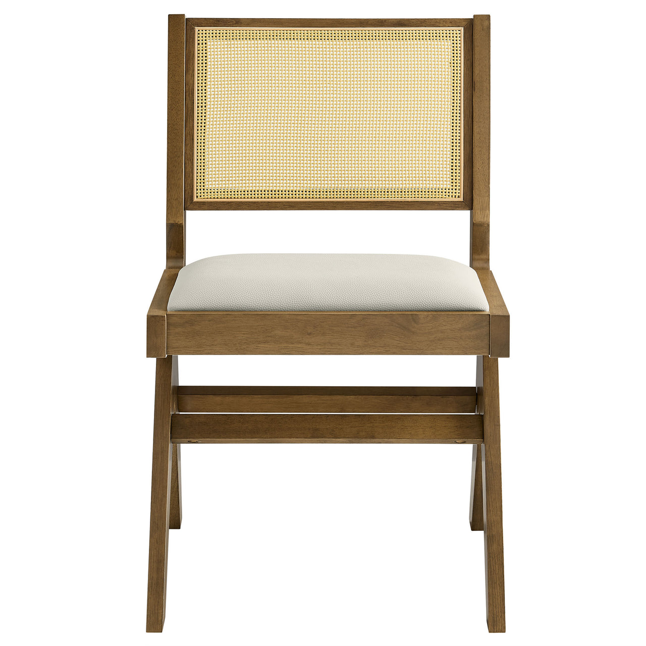 Demeter Eco-Leather Dining Chair Set of 2, Weathered Oak & Ivory