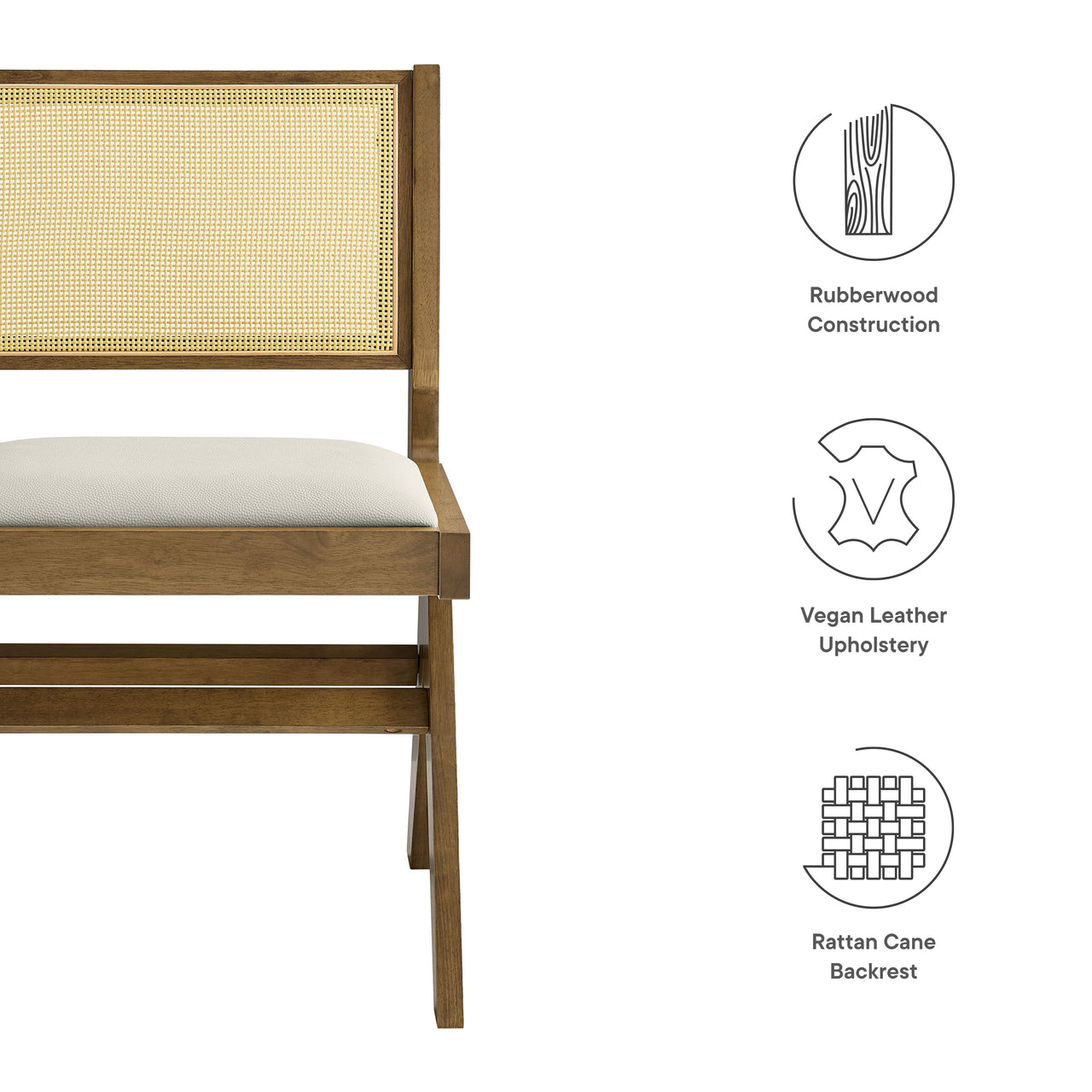 Demeter Eco-Leather Dining Chair Set of 2, Weathered Oak & Ivory