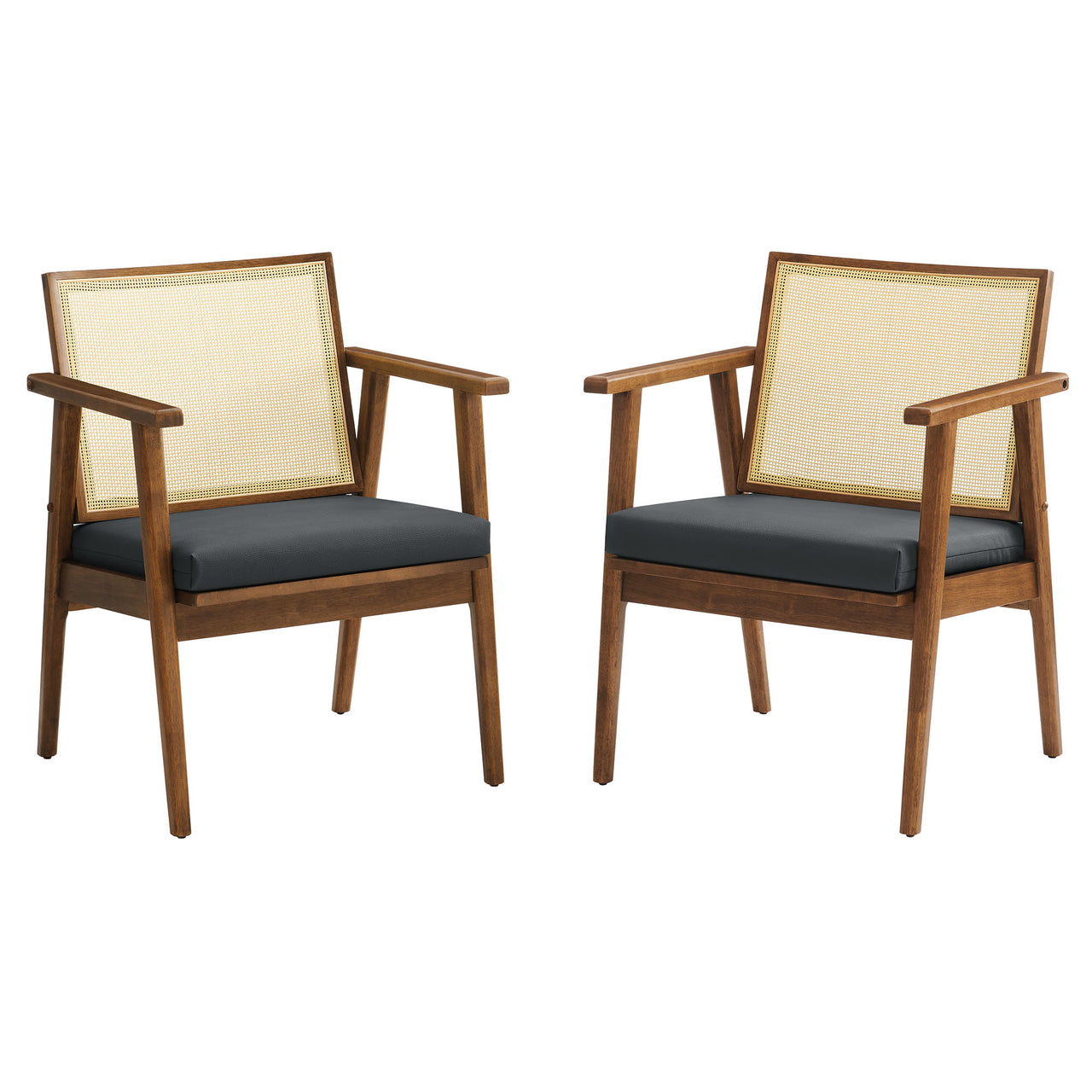Demeter Eco-Leather Accent Chair Set of 2, Walnut & Black