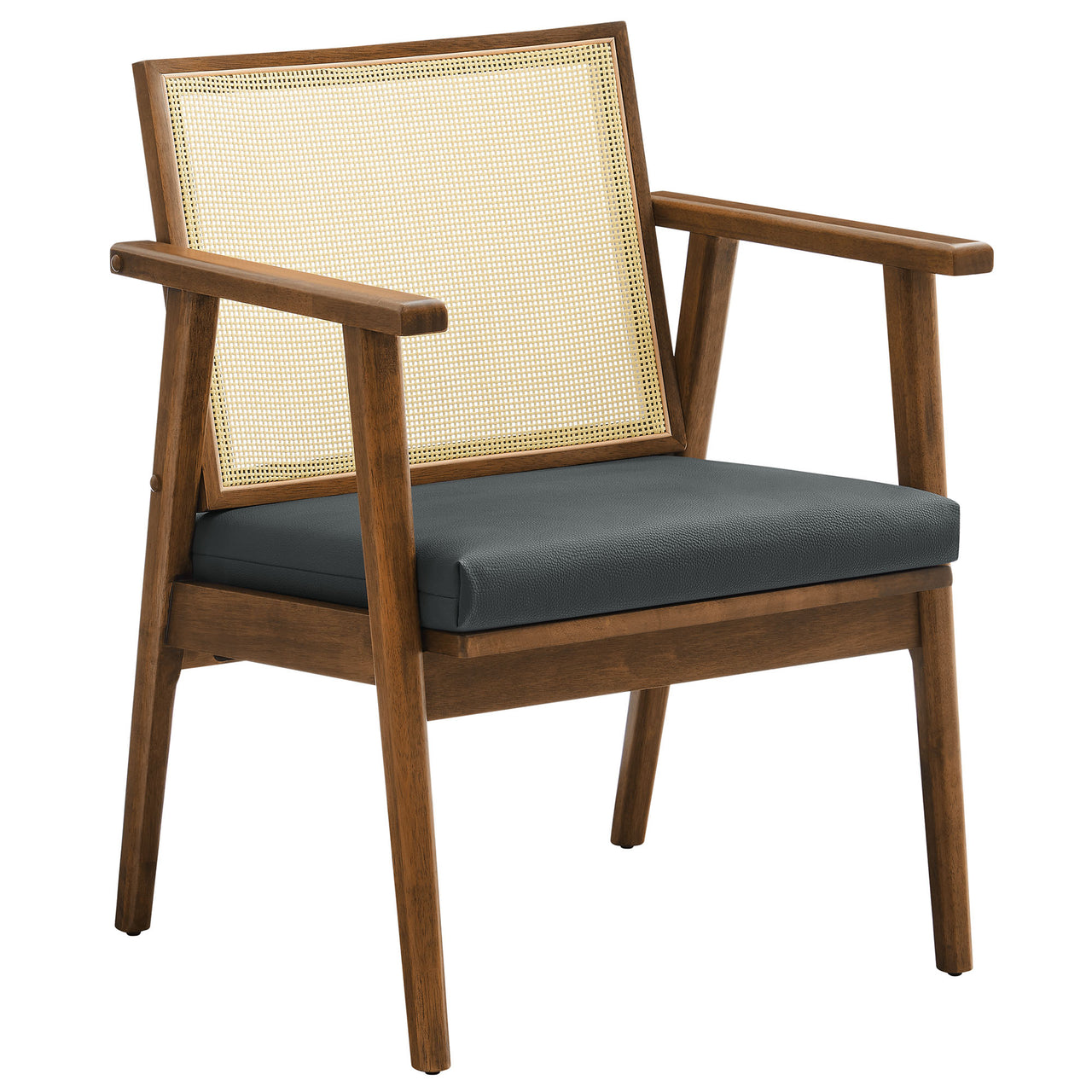 Demeter Eco-Leather Accent Chair Set of 2, Walnut & Black