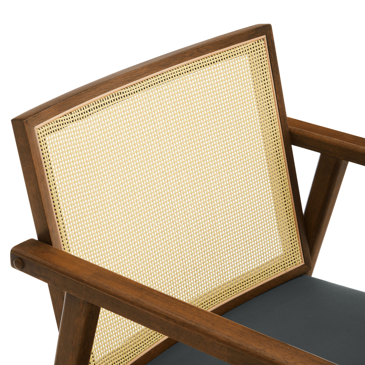 Demeter Eco-Leather Accent Chair Set of 2, Walnut & Black
