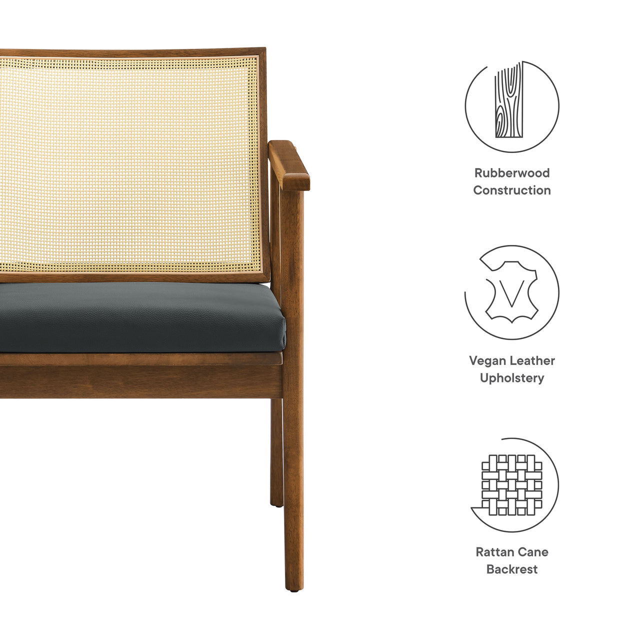 Demeter Eco-Leather Accent Chair Set of 2, Walnut & Black