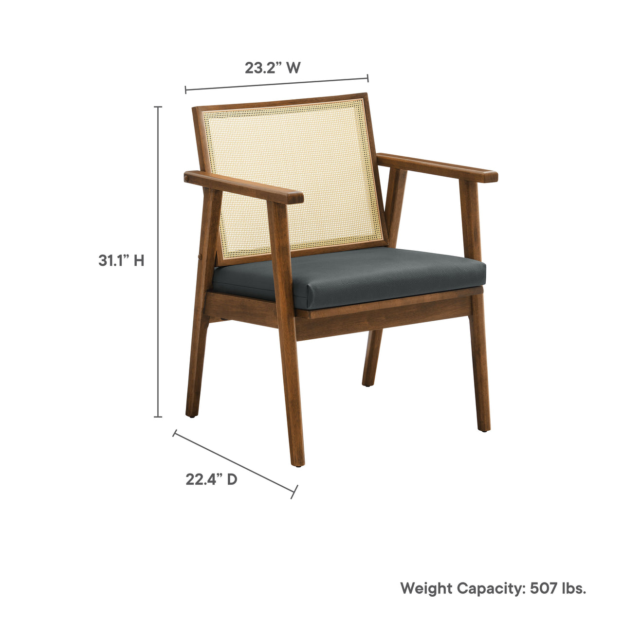 Demeter Eco-Leather Accent Chair Set of 2, Walnut & Black