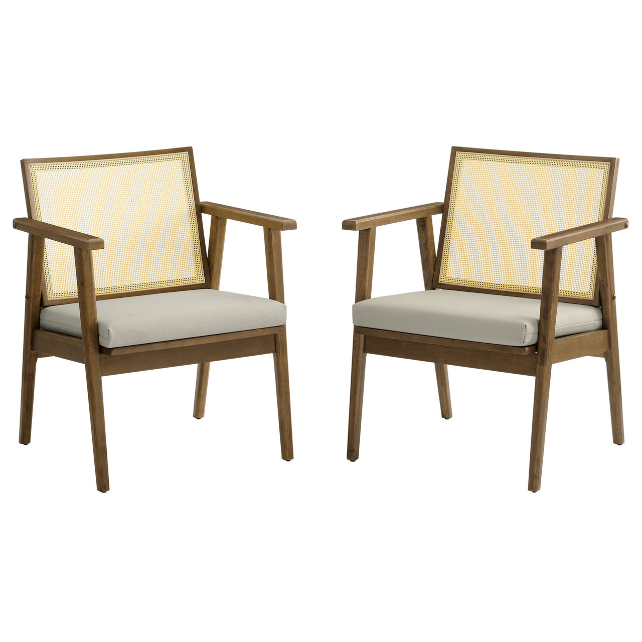 Demeter Eco-Leather Accent Chair Set of 2, Weathered Oak & Ivory