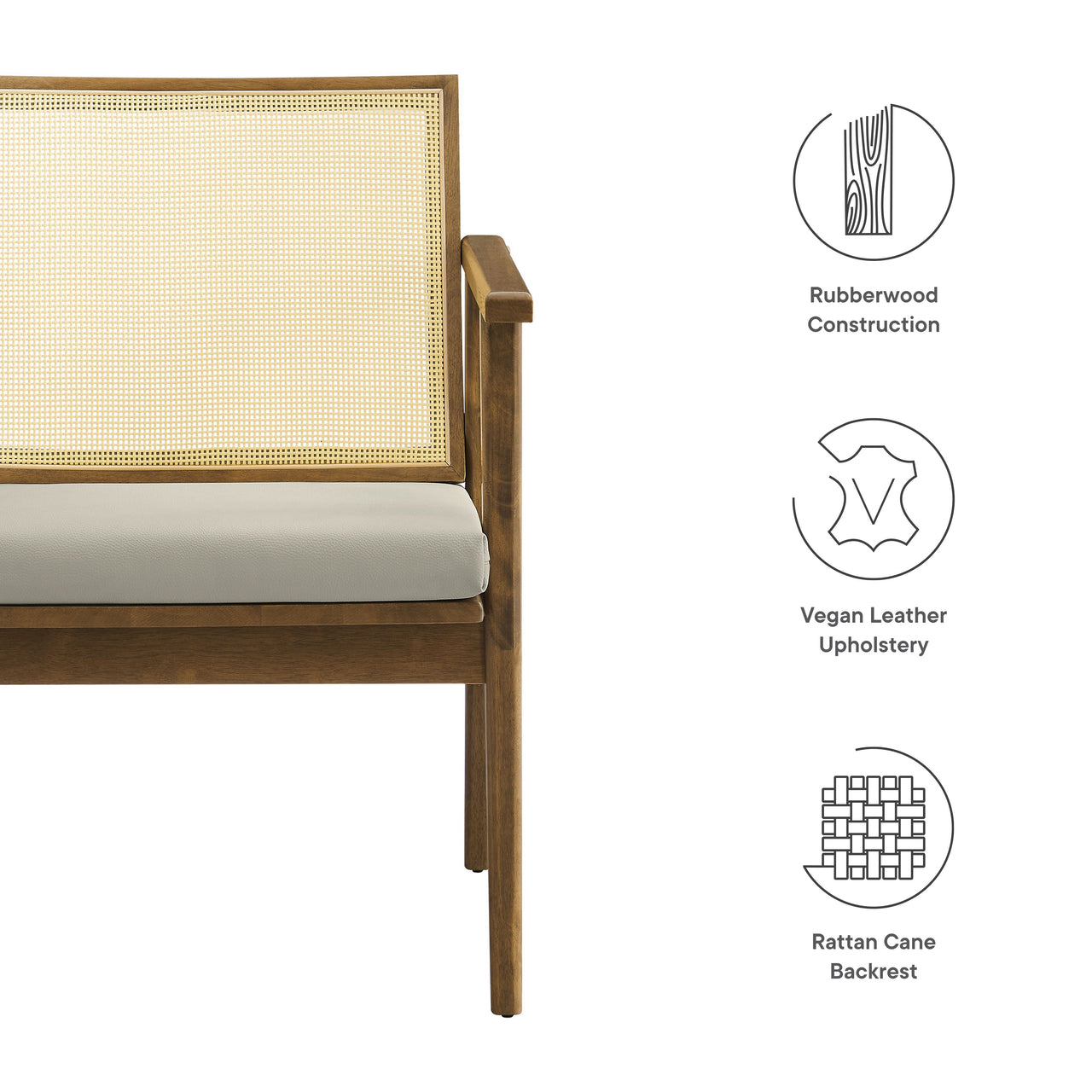 Demeter Eco-Leather Accent Chair Set of 2, Weathered Oak & Ivory