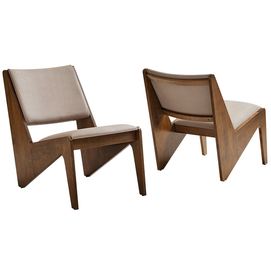 Valliora Eco-Leather Accent Chairs Set of 2, Walnut & Light Brown
