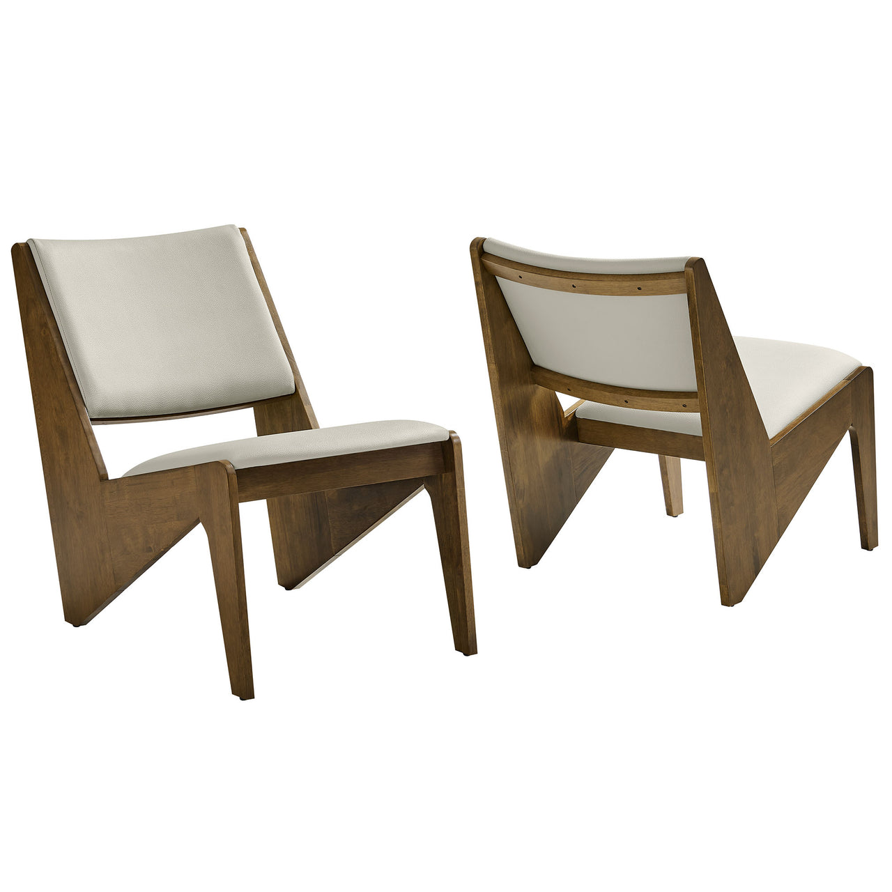 Valliora Eco-Leather Accent Chairs Set of 2, Oak & Ivory