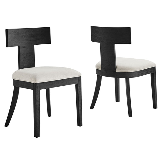 Isoldean Dining Chair Set of 2, Black & Ivory