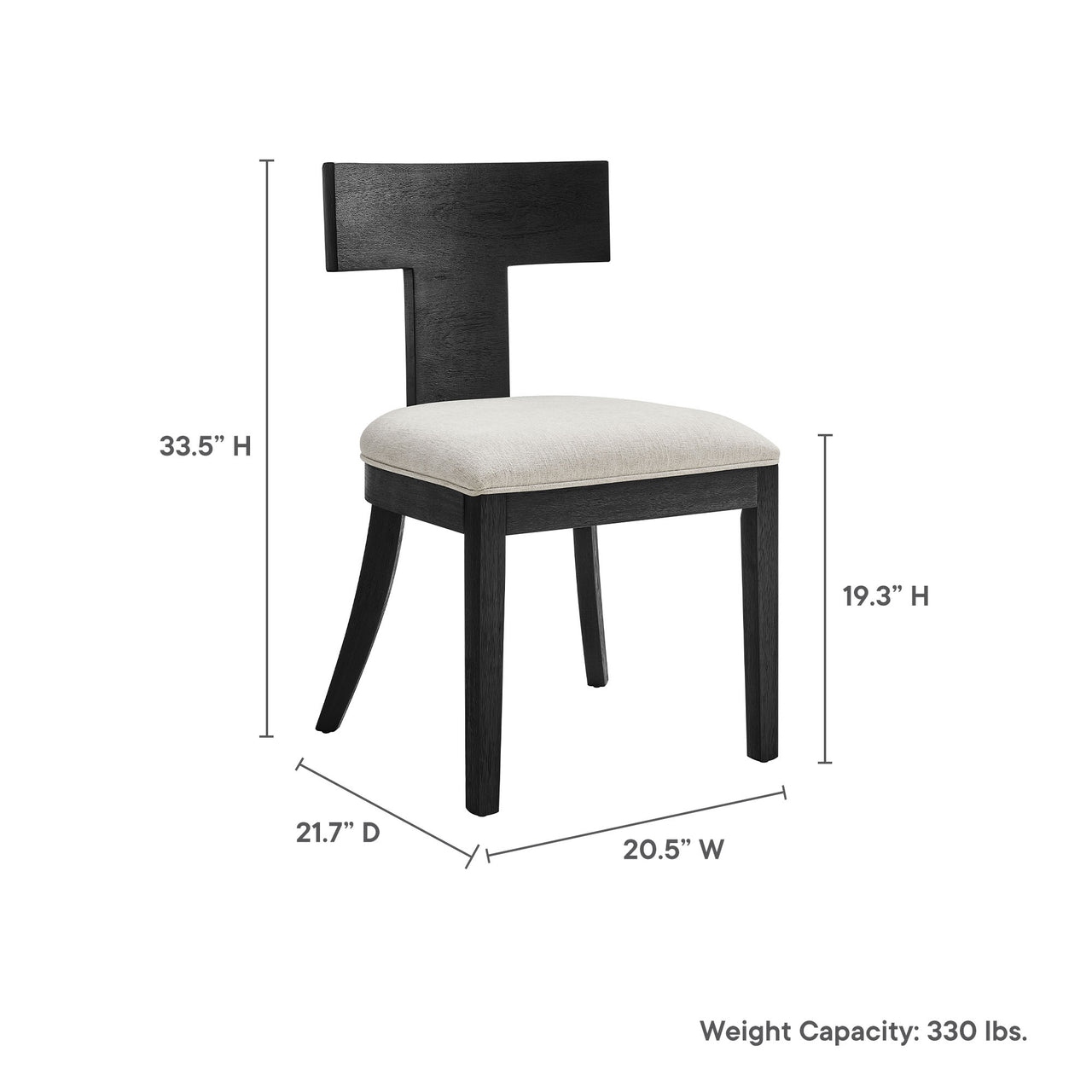 Isoldean Dining Chair Set of 2, Black & Ivory