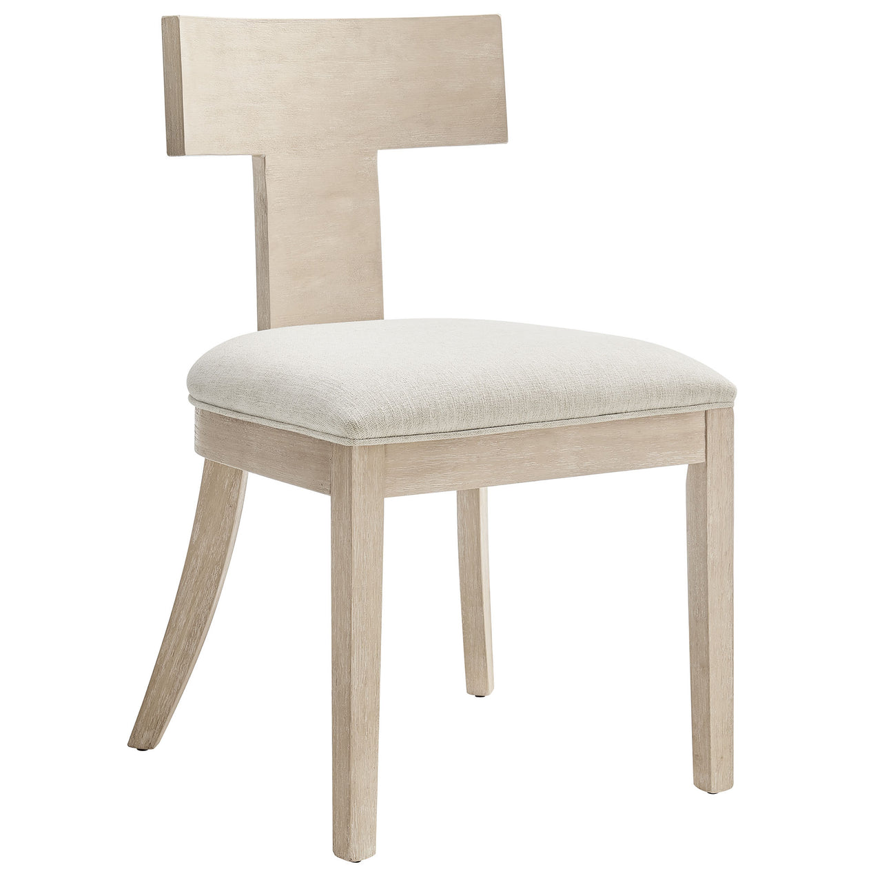 Isoldean Dining Chair Set of 2, Natural Wood & Ivory