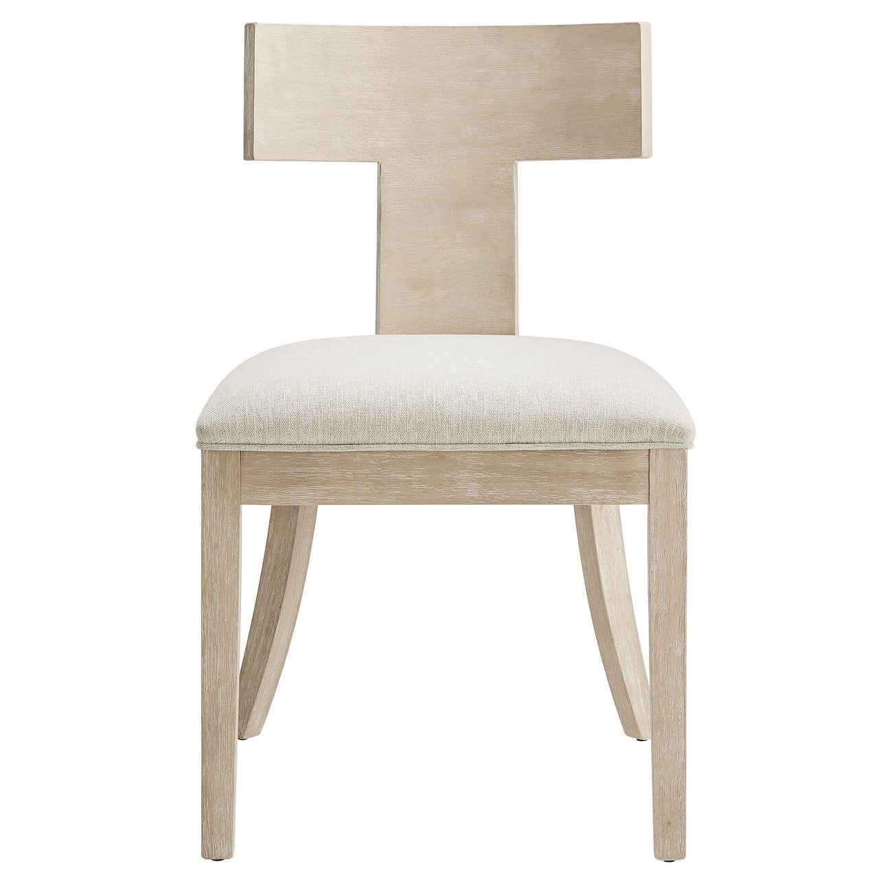 Isoldean Dining Chair Set of 2, Natural Wood & Ivory