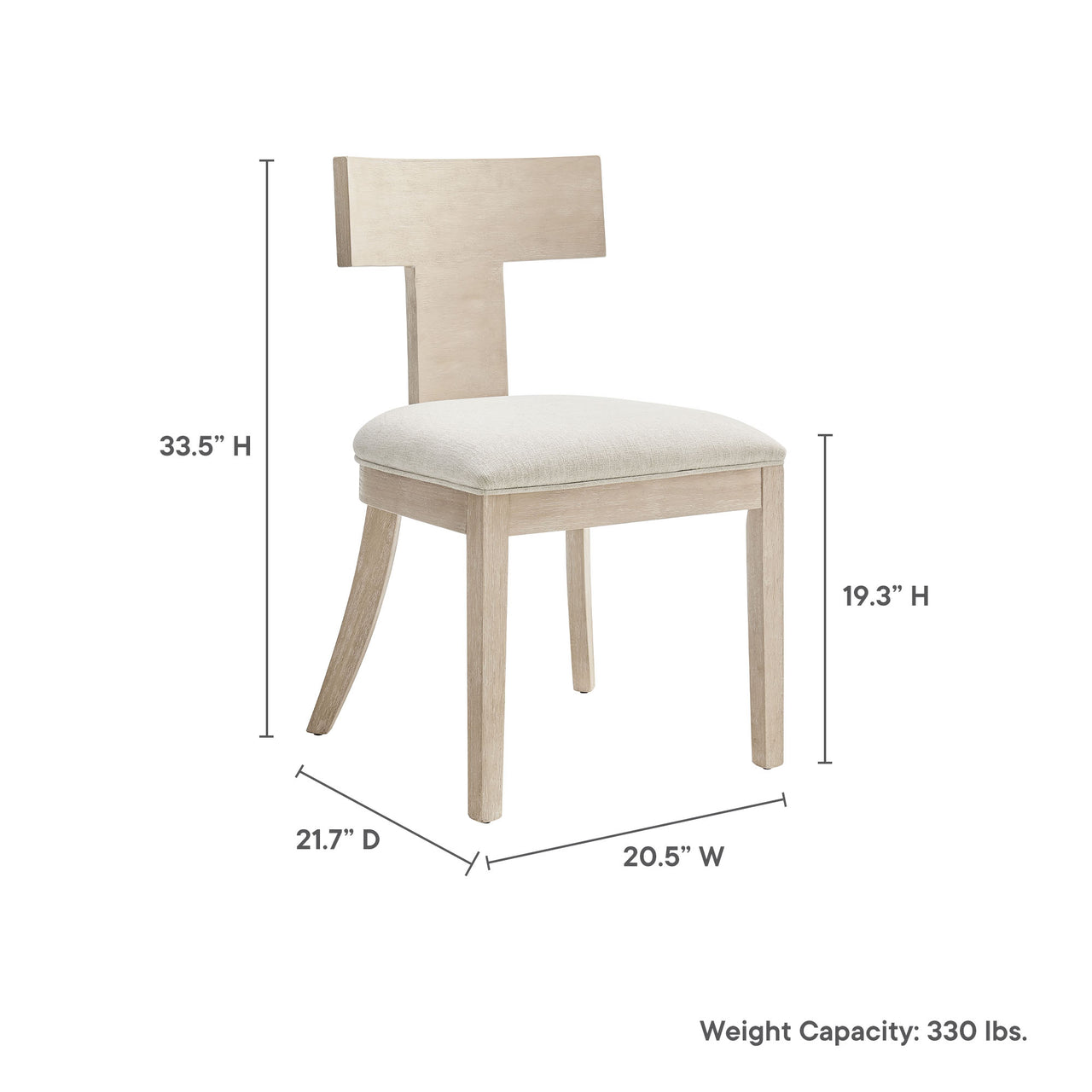Isoldean Dining Chair Set of 2, Natural Wood & Ivory