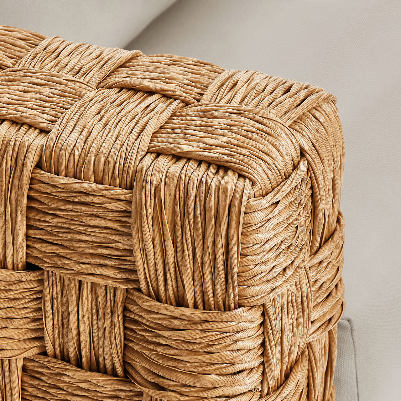 Theseus Alfresco Loveseat, Natural Wood & Light Gray