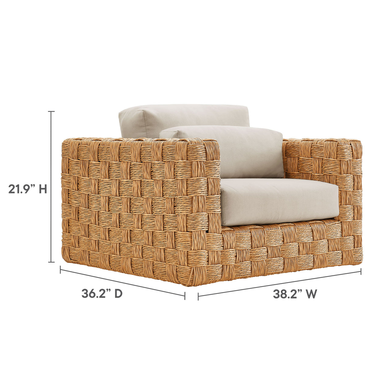 Theseus Alfresco Armchair, Natural Wood & Light Gray