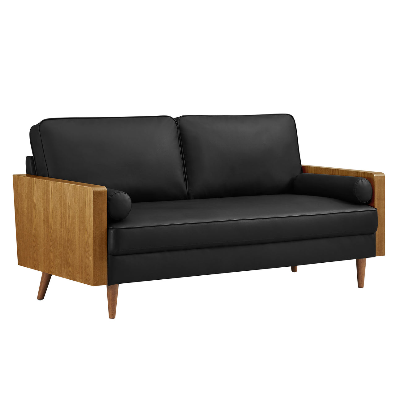 Kieren Eco-Leather Sofa, Walnut & Black