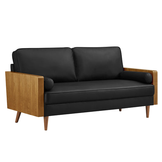 Kieren Eco-Leather Sofa, Walnut & Black