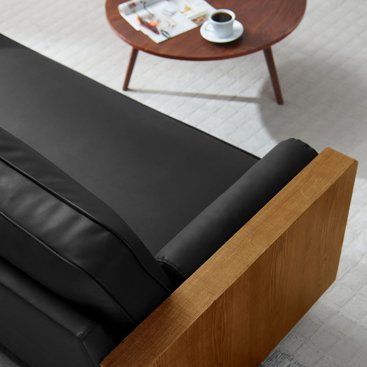 Kieren Eco-Leather Sofa, Walnut & Black