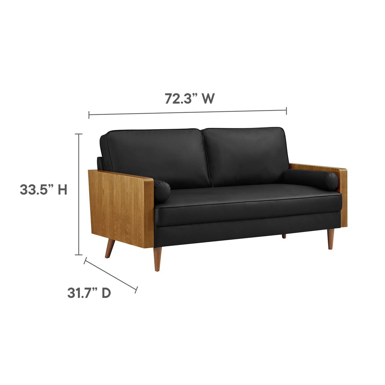 Kieren Eco-Leather Sofa, Walnut & Black