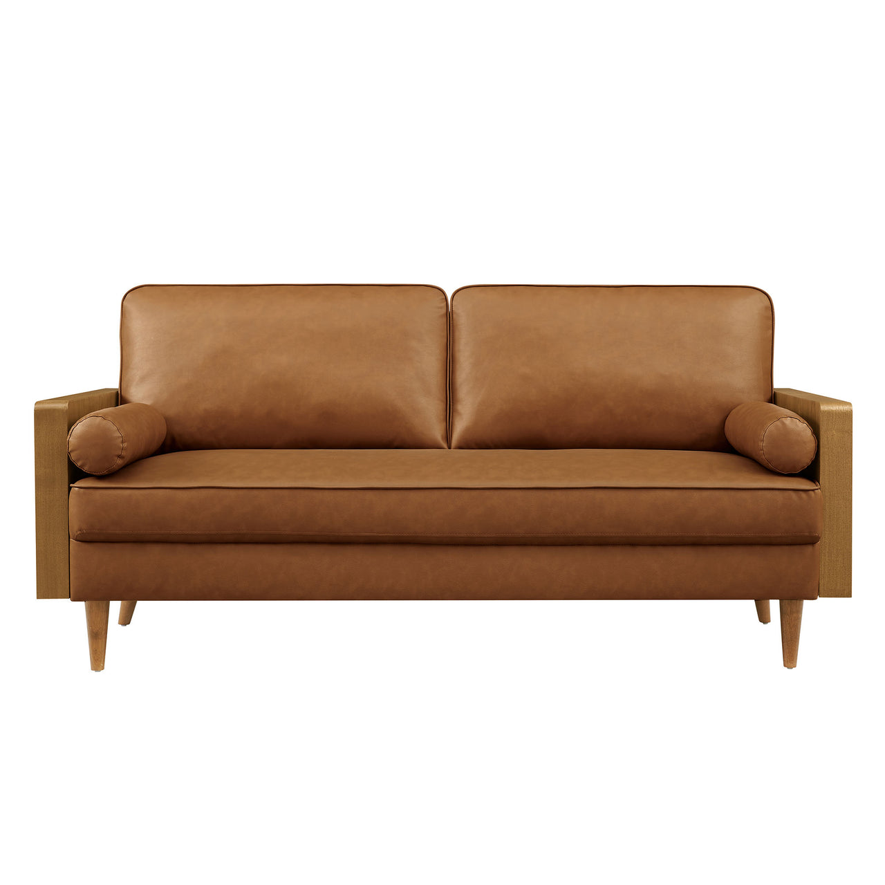 Kieren Eco-Leather Sofa, Walnut & Tan