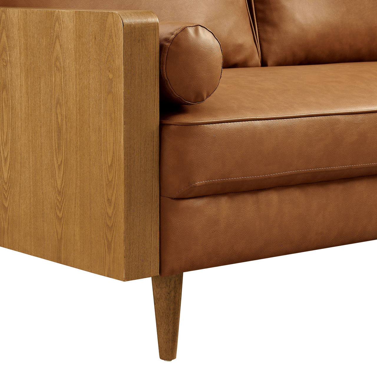 Kieren Eco-Leather Sofa, Walnut & Tan