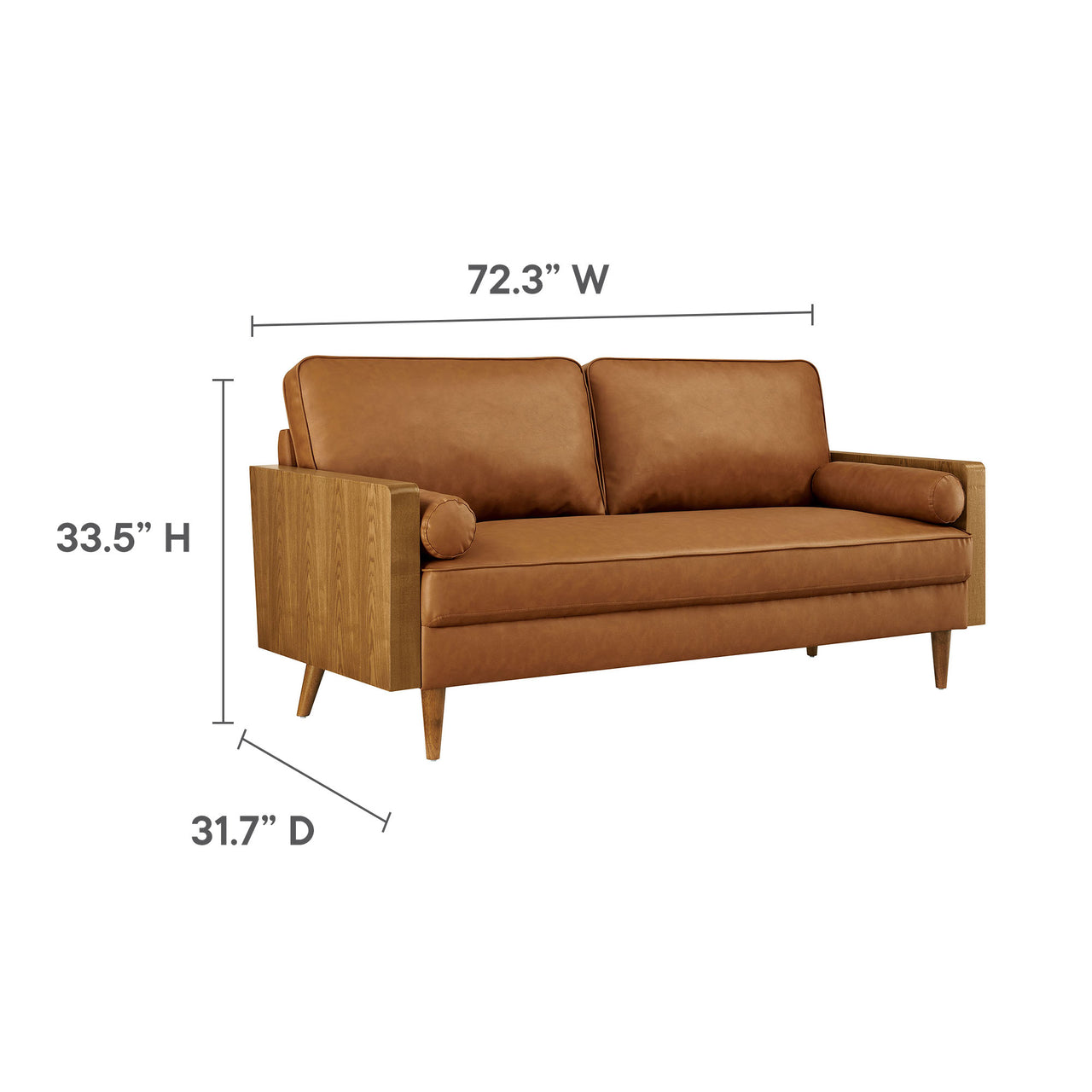 Kieren Eco-Leather Sofa, Walnut & Tan