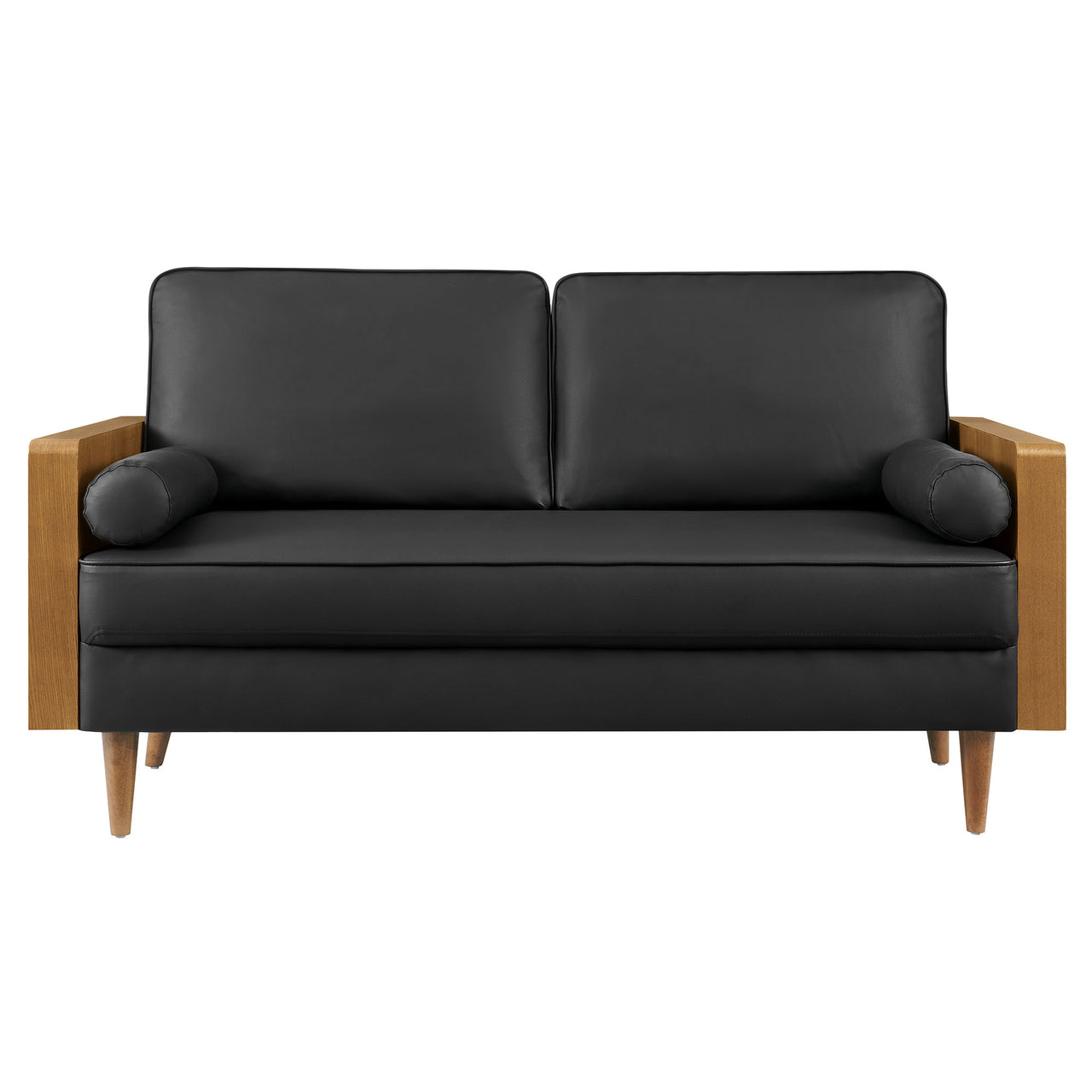 Kieren Eco-Leather Loveseat, Walnut & Black