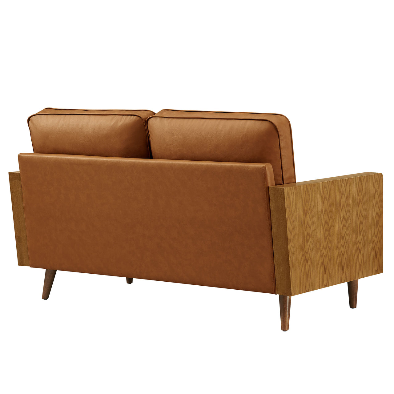 Kieren Eco-Leather Loveseat, Walnut & Tan