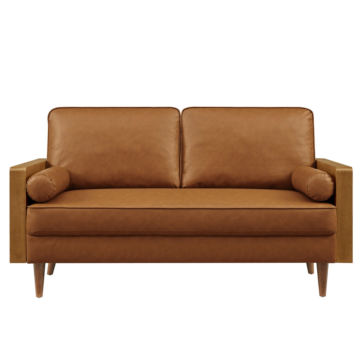 Kieren Eco-Leather Loveseat, Walnut & Tan