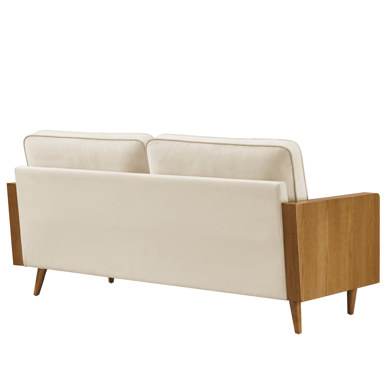 Kieren Upholstered Velvet Sofa, Walnut & Chalk