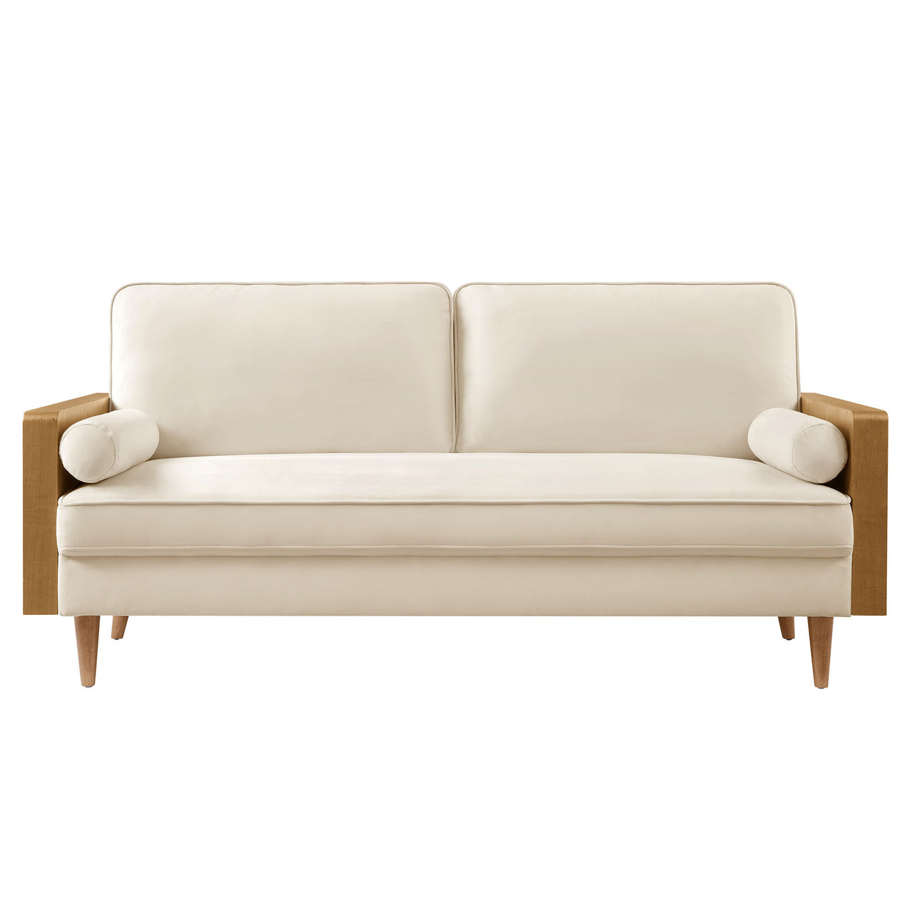 Kieren Upholstered Velvet Sofa, Walnut & Chalk