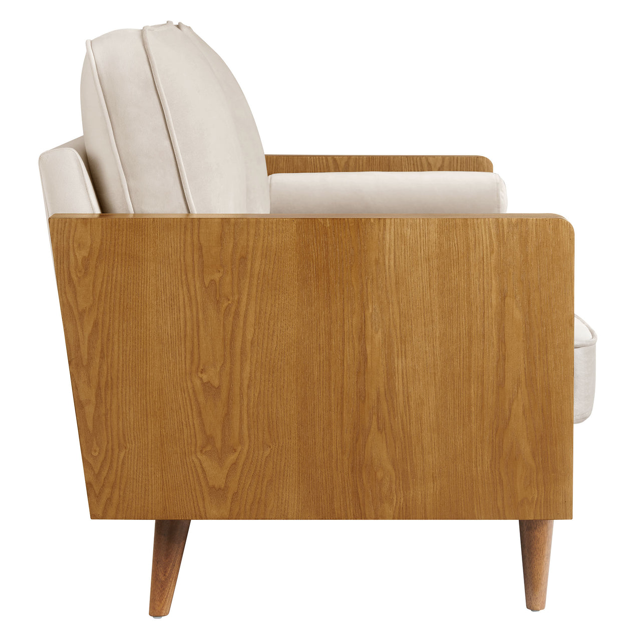 Kieren Upholstered Velvet Sofa, Walnut & Almond