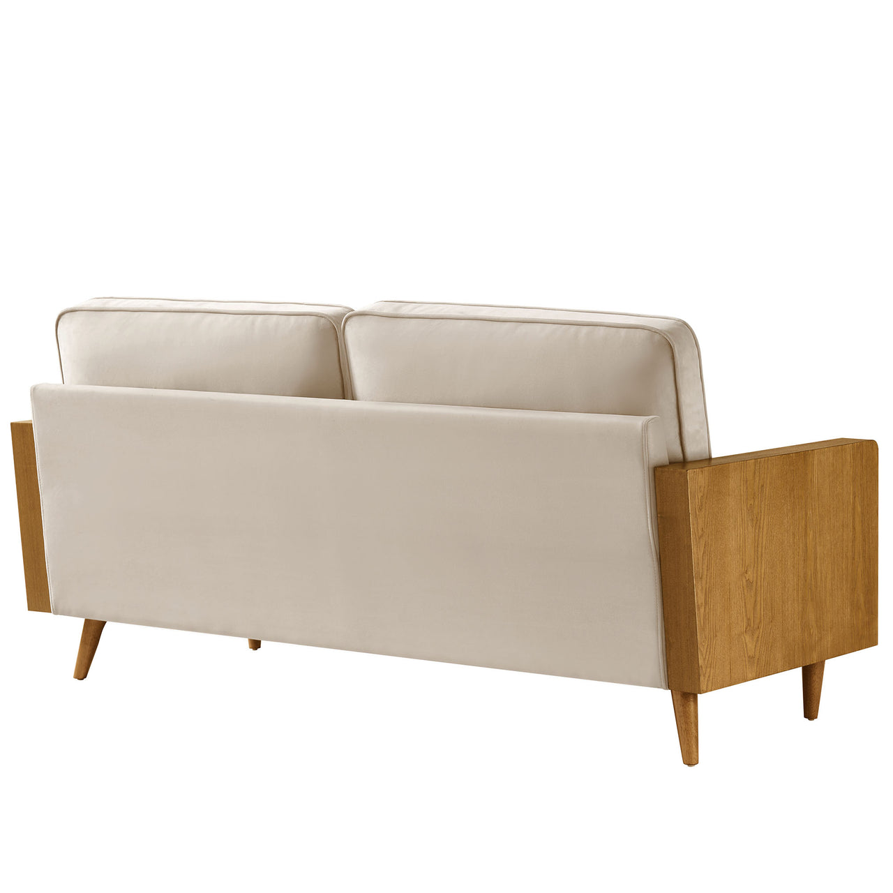 Kieren Upholstered Velvet Sofa, Walnut & Almond