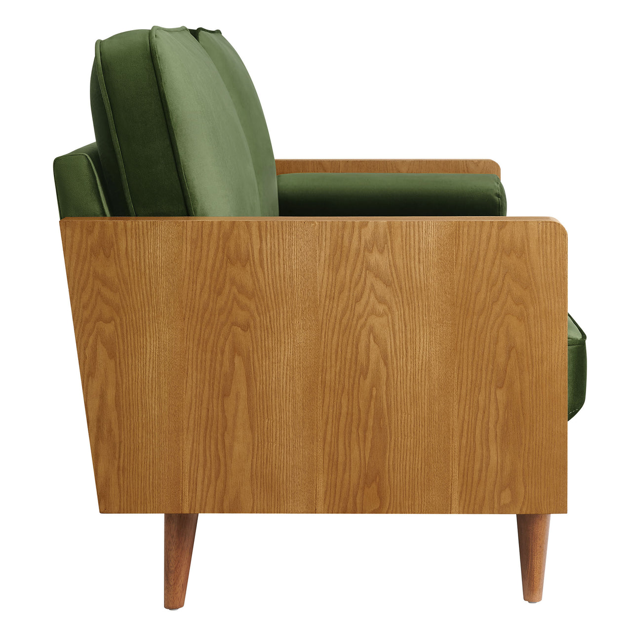 Kieren Upholstered Velvet Sofa, Walnut & Basil
