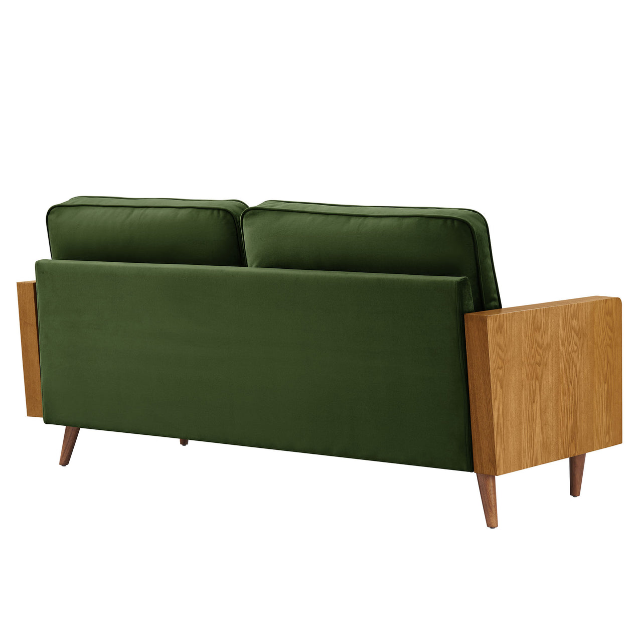 Kieren Upholstered Velvet Sofa, Walnut & Basil