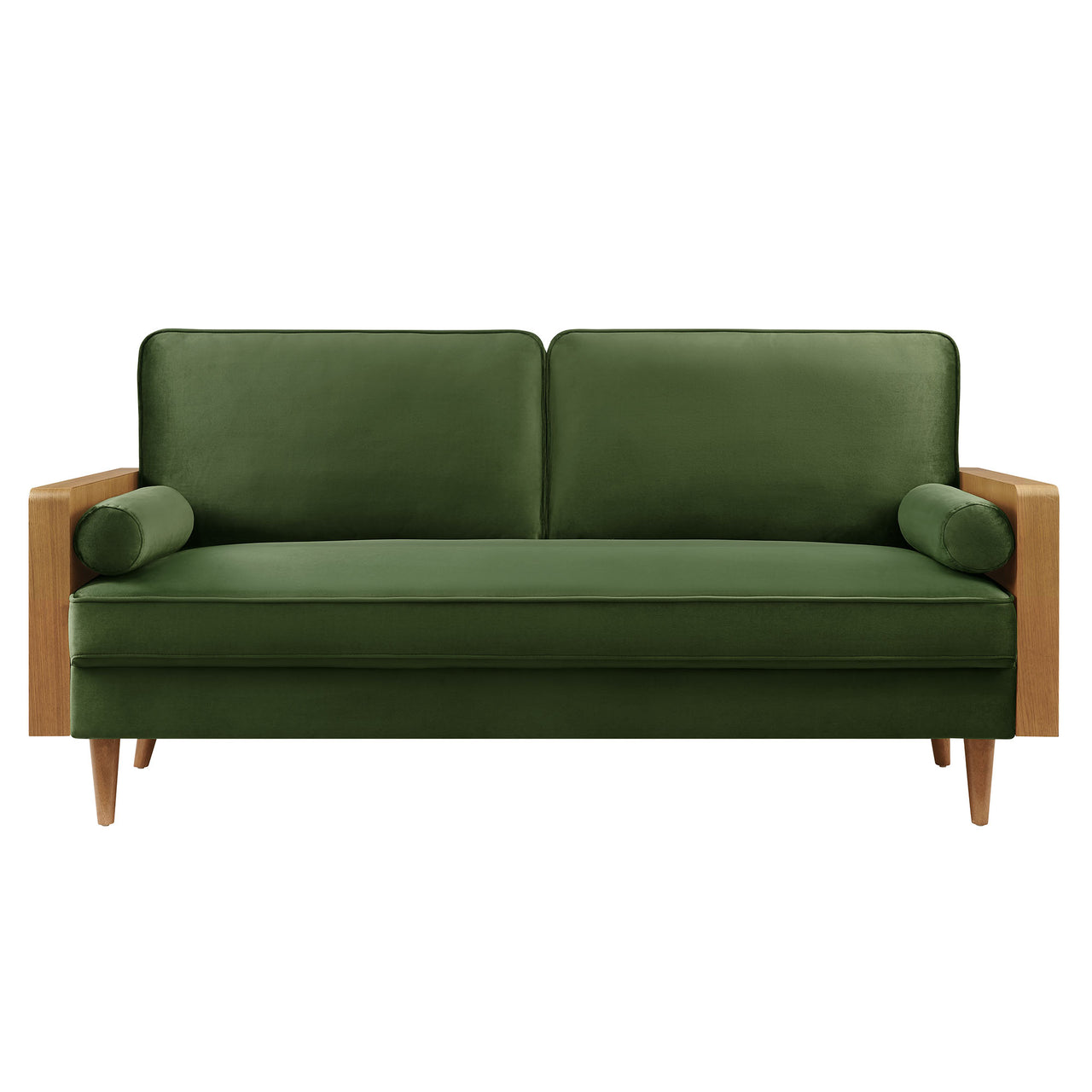 Kieren Upholstered Velvet Sofa, Walnut & Basil