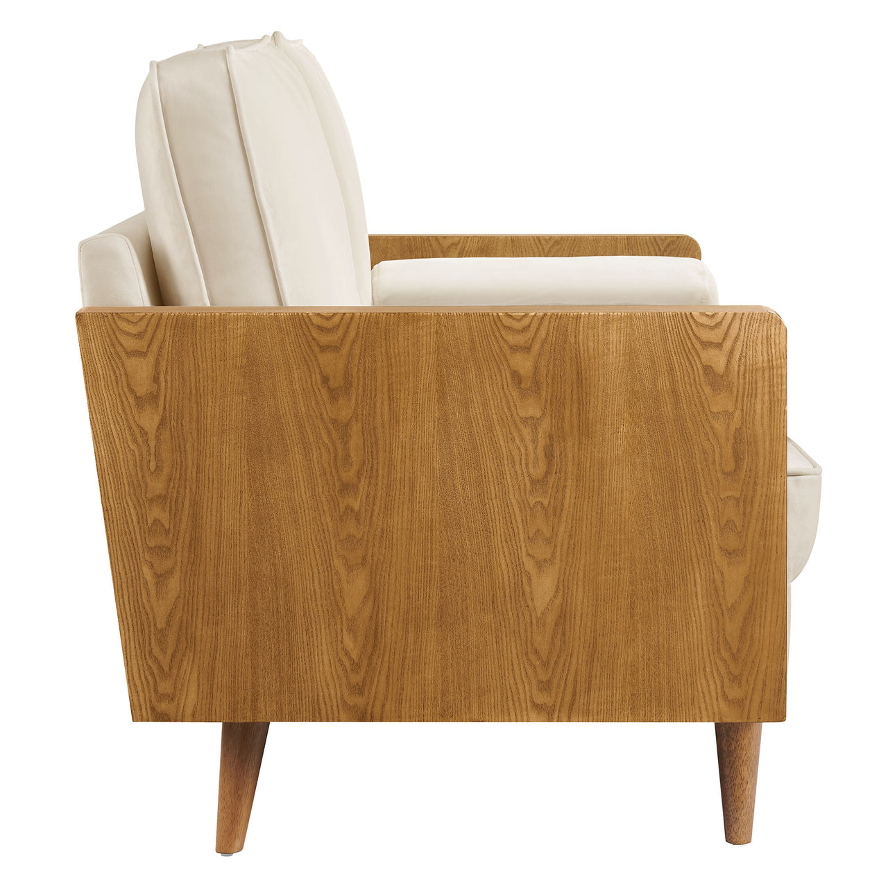 Kieren Upholstered Velvet Loveseat, Walnut & Chalk