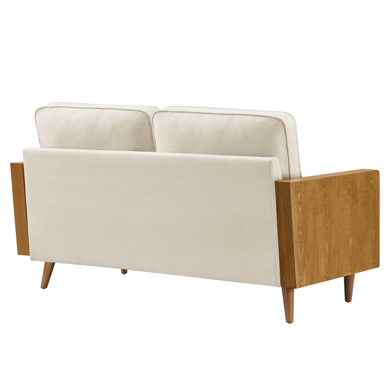 Kieren Upholstered Velvet Loveseat, Walnut & Chalk
