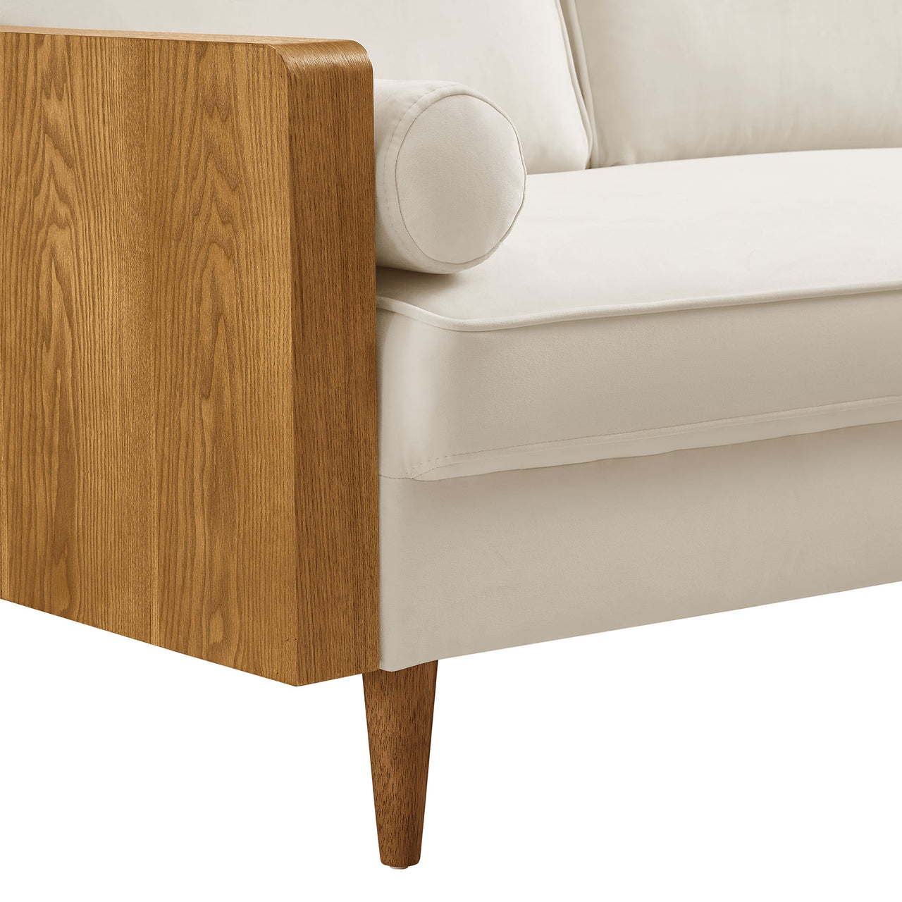 Kieren Upholstered Velvet Loveseat, Walnut & Chalk
