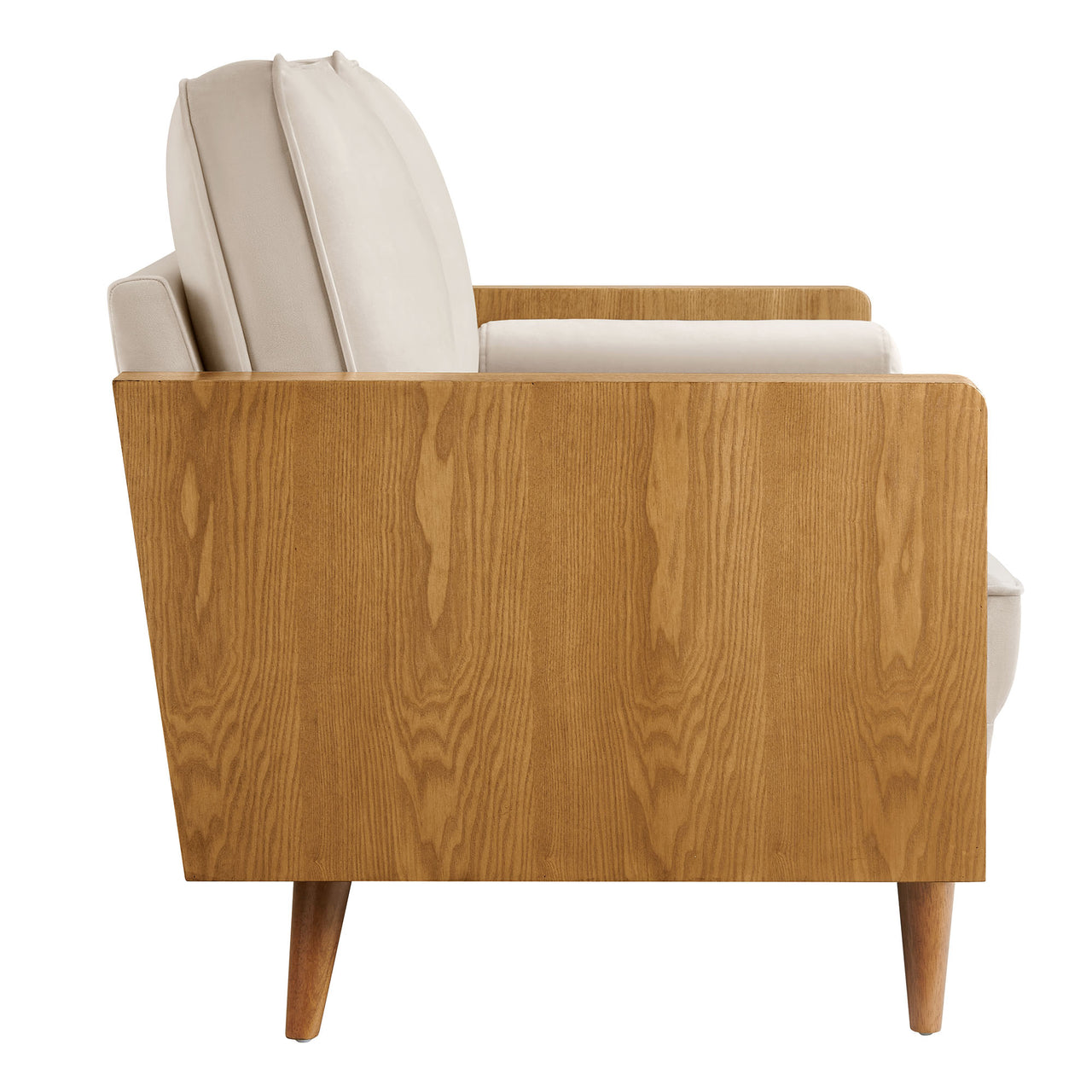Kieren Upholstered Velvet Loveseat, Walnut & Almond