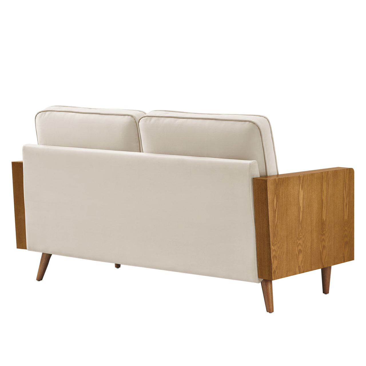 Kieren Upholstered Velvet Loveseat, Walnut & Almond