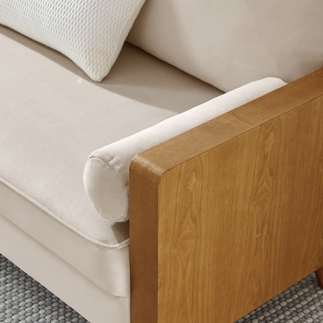 Kieren Upholstered Velvet Loveseat, Walnut & Almond