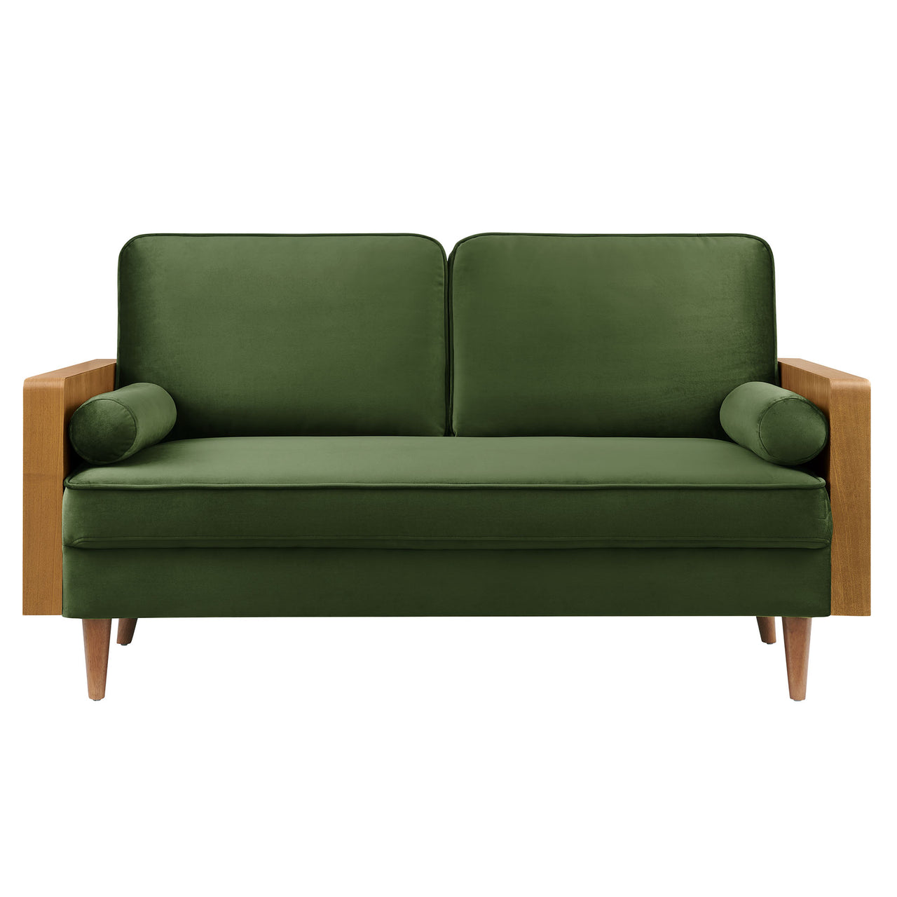 Kieren Upholstered Velvet Loveseat, Walnut & Basil