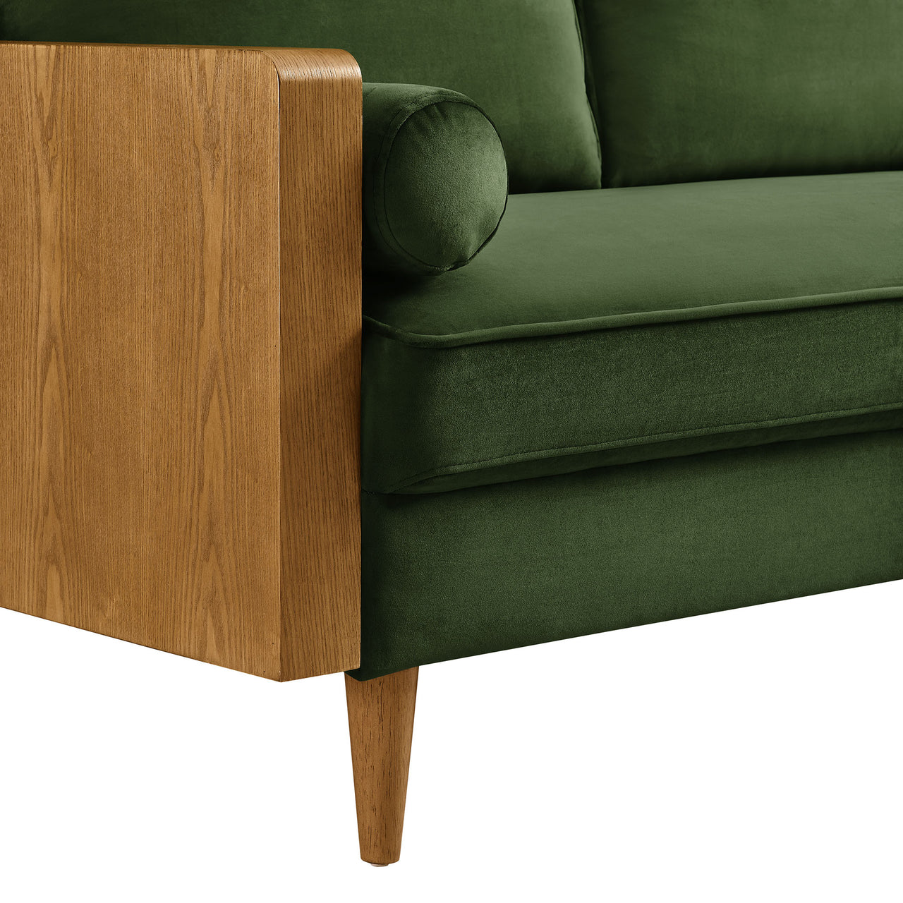 Kieren Upholstered Velvet Loveseat, Walnut & Basil