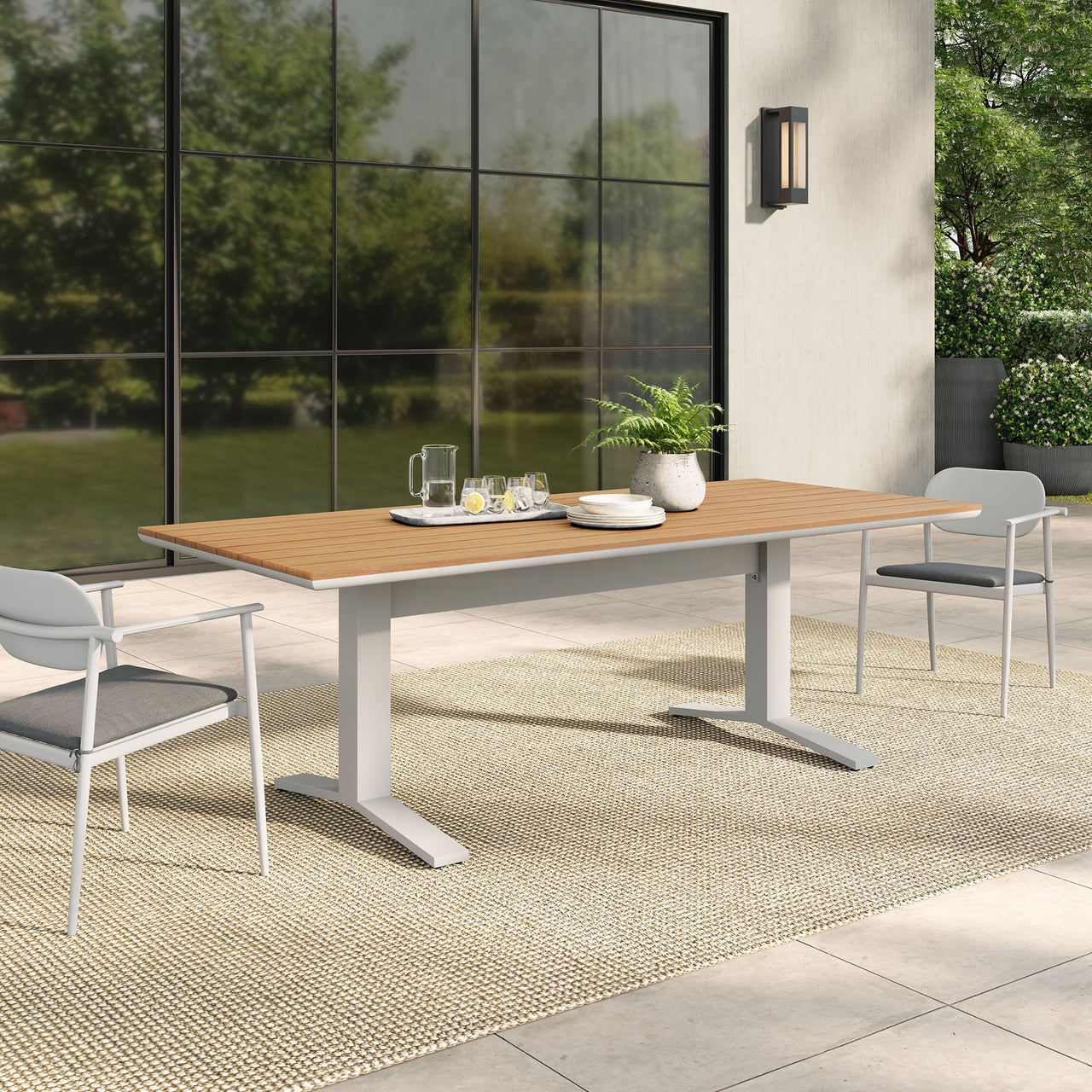 Velmoor Alfresco Dining Table, Natural Wood & White