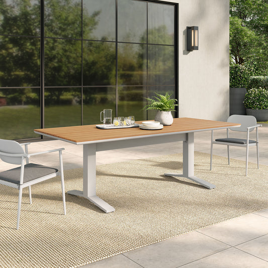 Velmoor Alfresco Dining Table, Natural Wood & White