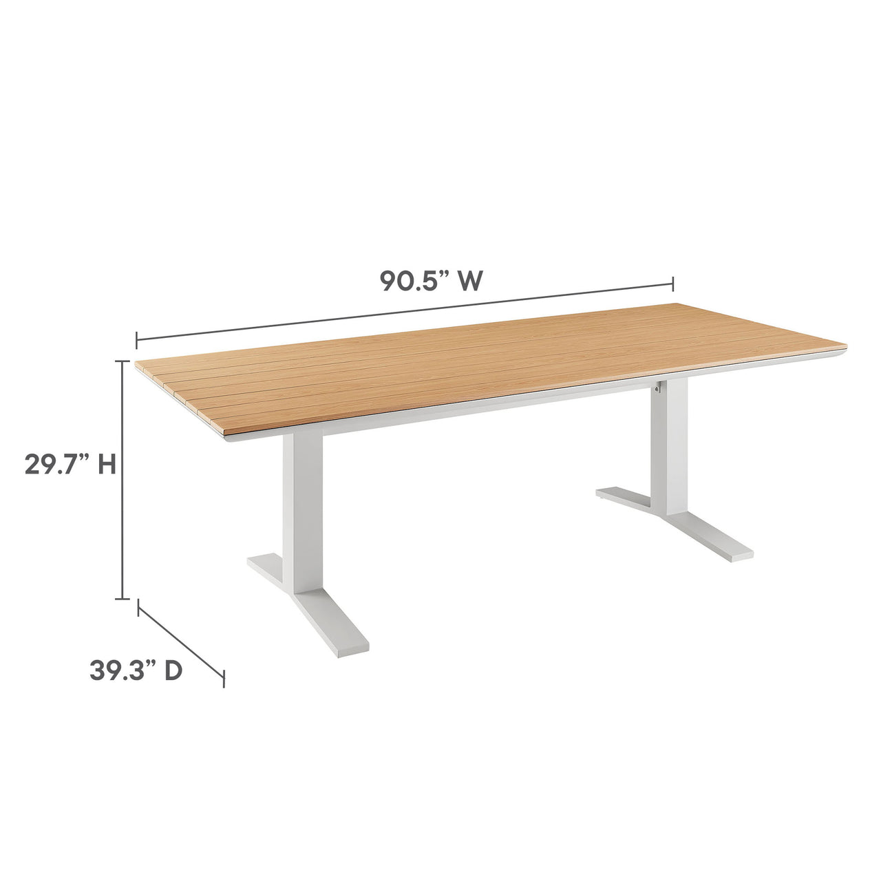 Velmoor Alfresco Dining Table, Natural Wood & White