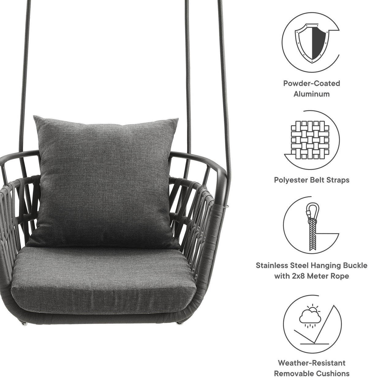 Marindrel Swing Chair, Charcoal