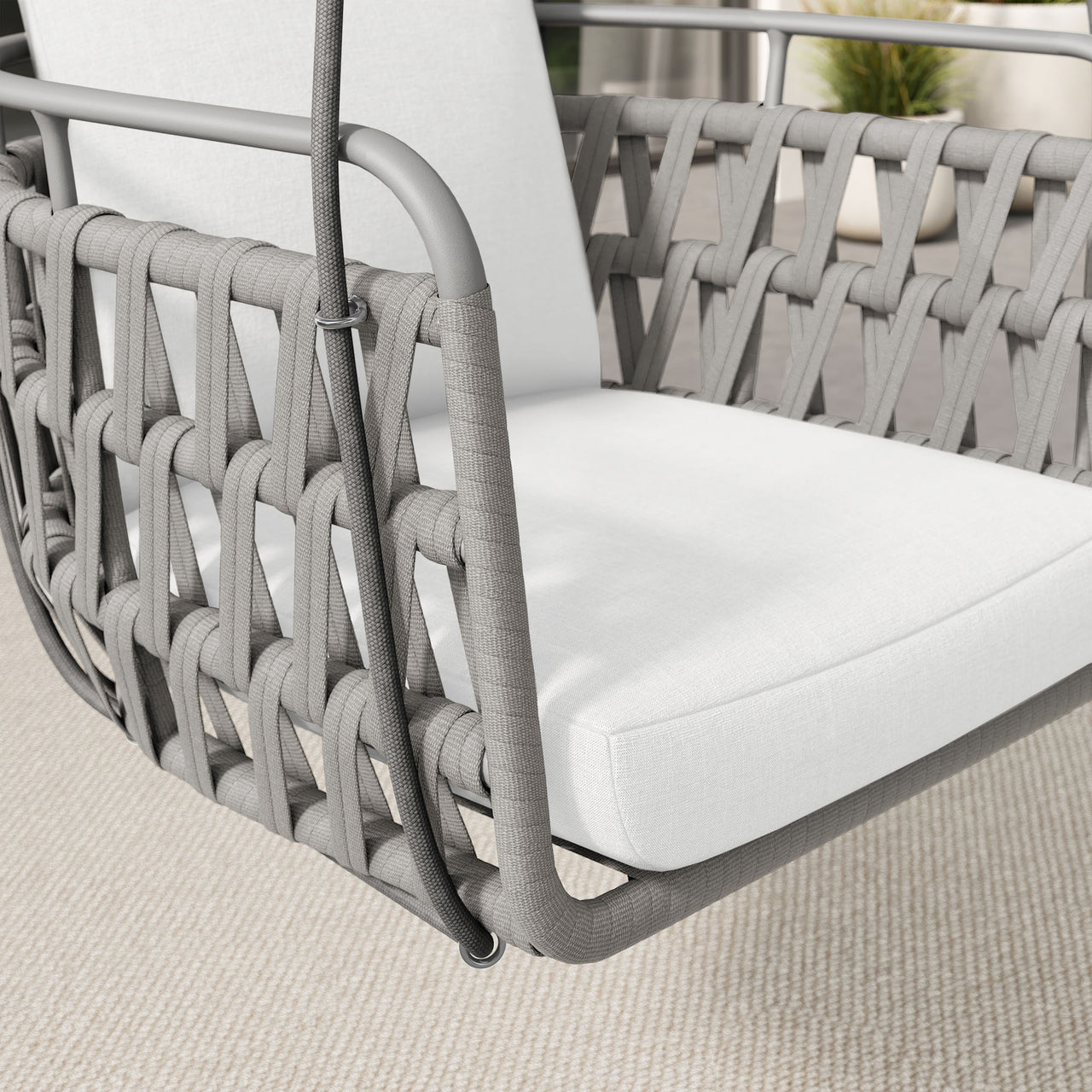 Marindrel Swing Chair, Light Gray & White