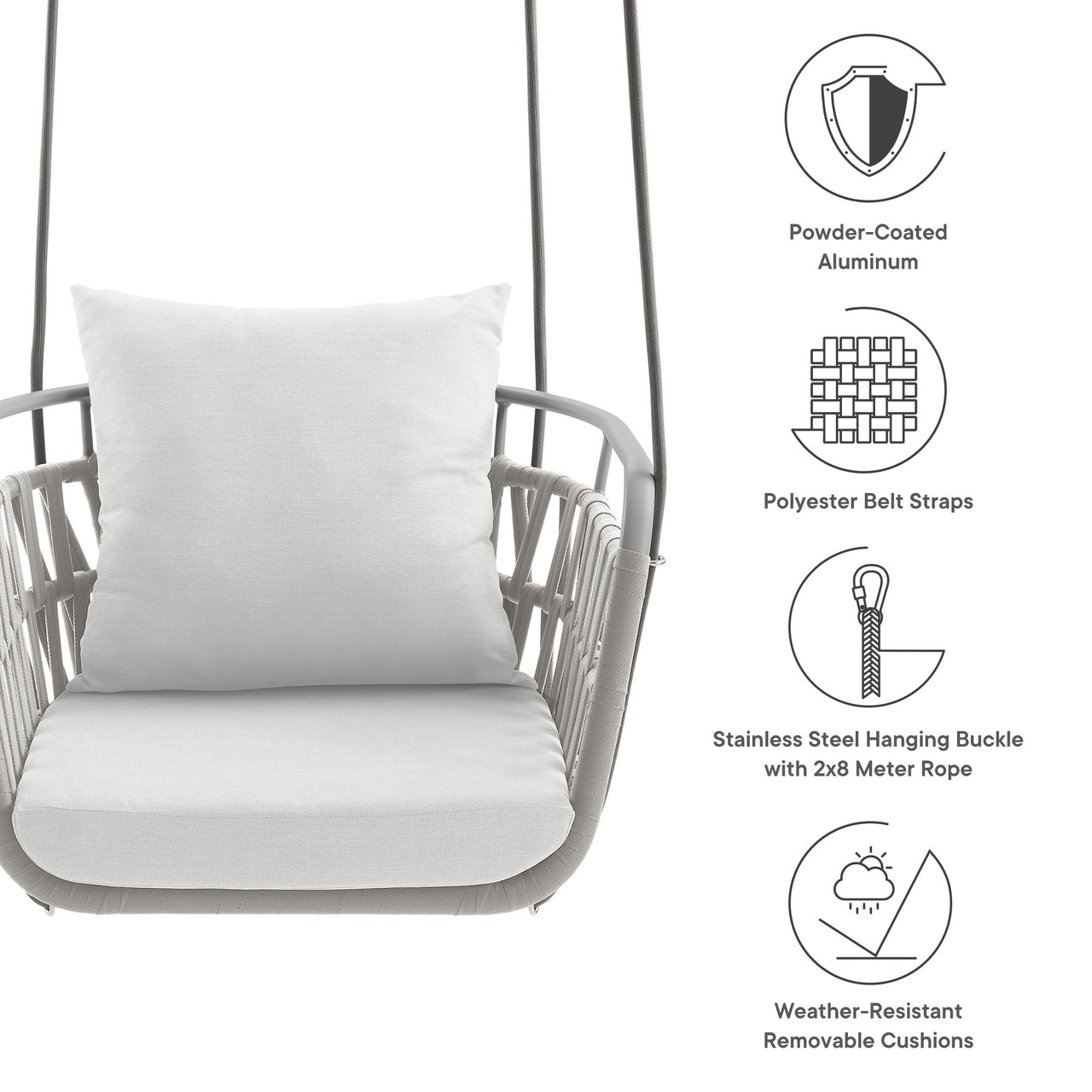 Marindrel Swing Chair, Light Gray & White